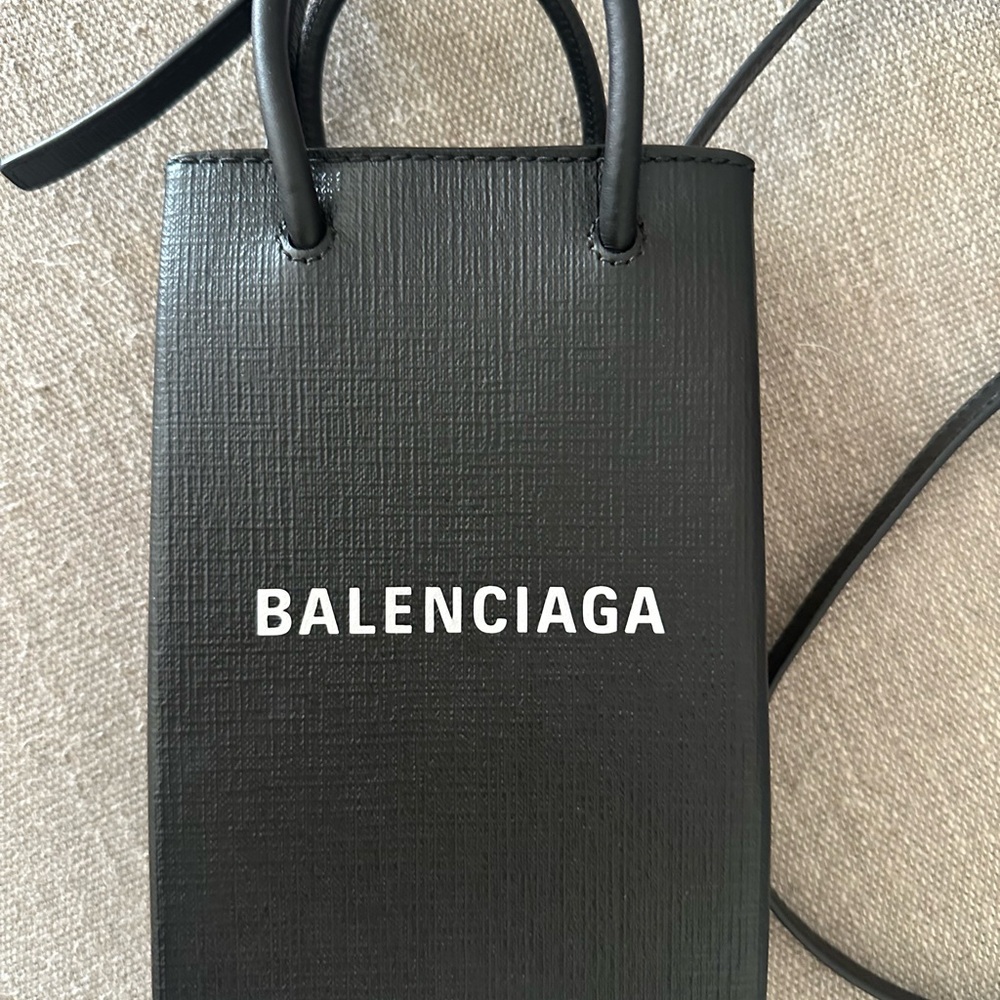 Balenciaga Black Leather Mini Shopping Tote with Adjustable Crossbody - Picture 2 of 9